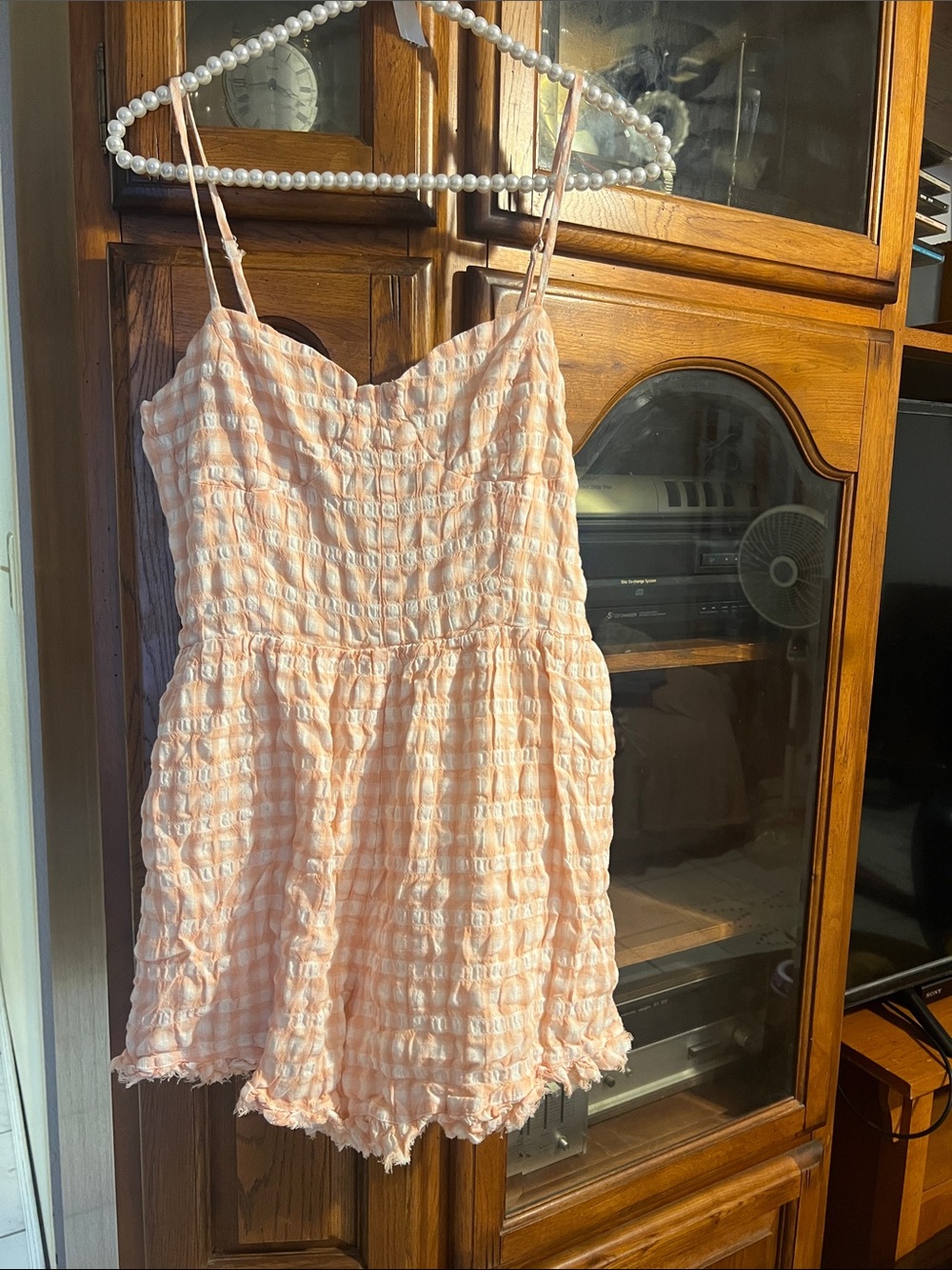 Forever 21 Peach Gingham Textured Romper - Picture 12 of 13